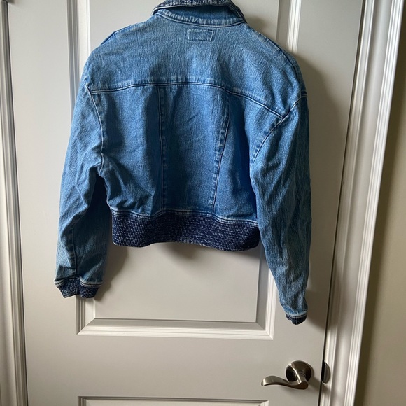 PULSE Vintage Cropped distressed denim bomber jacket - Picture 2 of 4